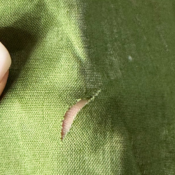 RHODE Olive Green Puff Sleeve Lace Up Back Mini Dress Size S - Picture 3 of 5